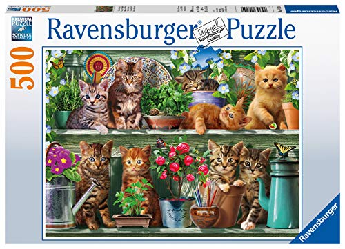 Ravensburger- Katzen Im Regal 14824-Puzzle para Adultos con estantería, Color 1. (14824) , color/modelo surtido
