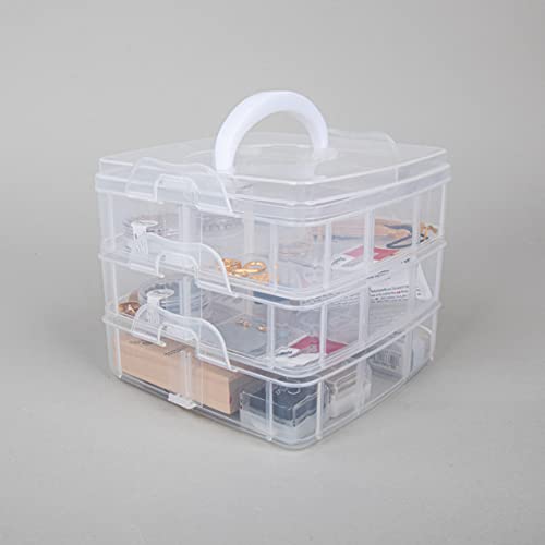 Rayher Caja clasificada con asa, Surtido, 15,5x15,5x12,9 cm, 3x6 compartimentos