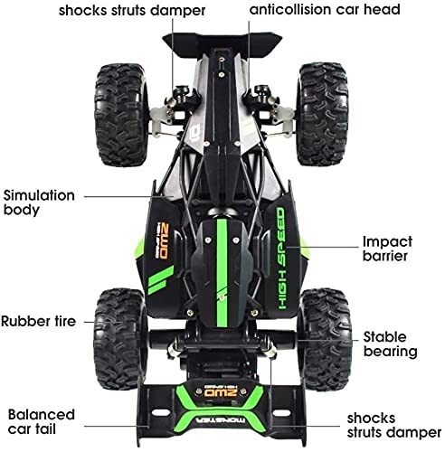 RC Remote Control Motor Race Car 1:18 Scale 2.4Ghz High Speed RC Car wo-Wheel Drive Electric Remote Control Car for All Adults Green+Black (Size : 1 Battery) (3batterys)