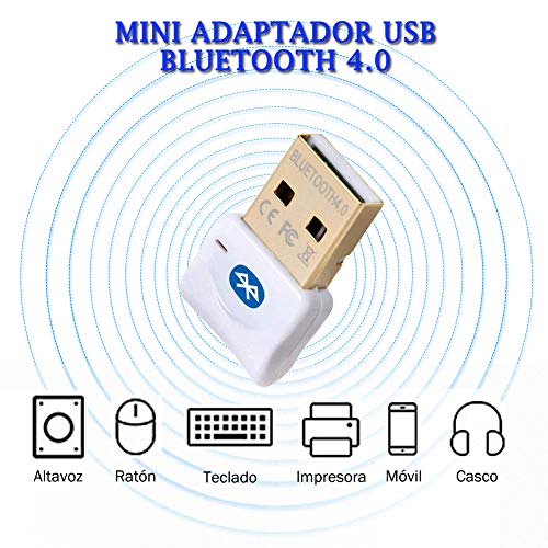 REDGO Mini Adaptador USB Bluetooth 4.0 para PC, Dongle Bluetooth Transmisor y Receptor de Inalámbricos Ratones, Teclado, Casco, Ordenador Compatible con Windows10 Win8 7 XP Xbox One PS4