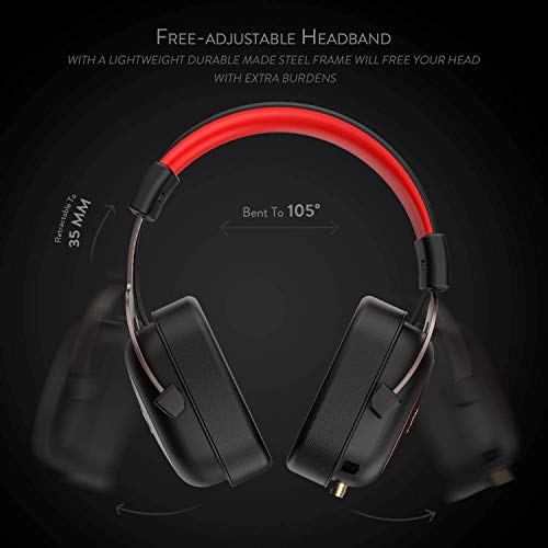 Redragon H510 Zeus 2 - Auriculares Headset cómodos para Gaming - Audio de Alta Definición + Potentes Bajos - Cascos con Micrófono para PC, Móvil, PS4 - Sonido 7.1 + Software descargable