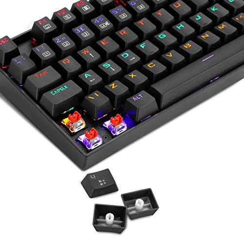Redragon K551 Mechanical Gaming Keyboard Wired with Red Switches Cherry MX Equivalent for Windows Gaming PC UK Layout (Rainbow RGB Backlit Black)