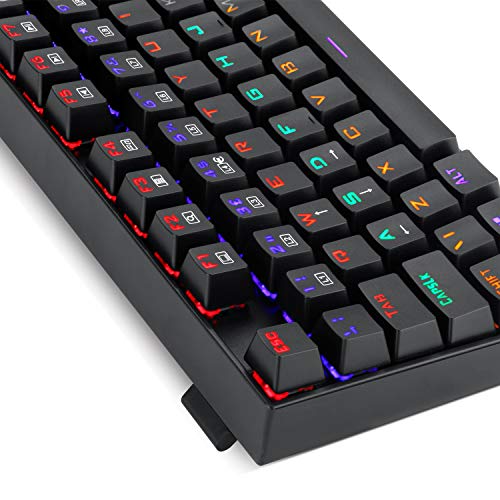 Redragon K551 Mechanical Gaming Keyboard Wired with Red Switches Cherry MX Equivalent for Windows Gaming PC UK Layout (Rainbow RGB Backlit Black)