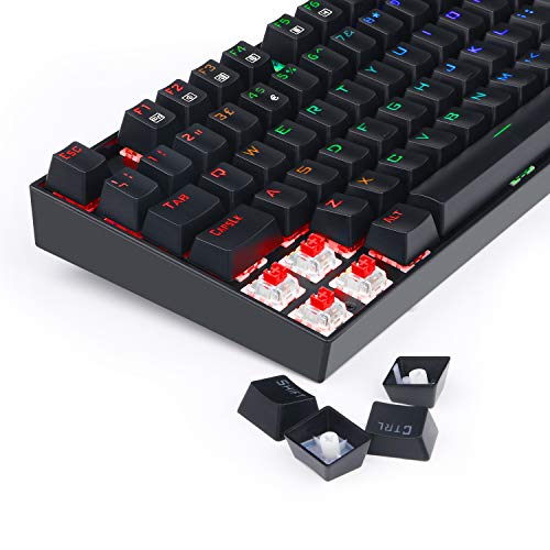 Redragon K551 Mechanical Gaming Keyboard Wired with Red Switches Cherry MX Equivalent for Windows Gaming PC UK Layout (RGB Backlit Black)