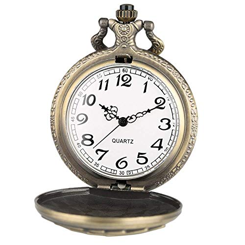 Reloj De Bolsillo con Cadena  Reloj De Bolsillo, Flush Poker Cards Patrón Collar Reloj Estilo Vintage Bronce Cadena Colgante Elegante 3D Poker Face Reloj Reloj De Bolsillo De Cuarzo, Steam (