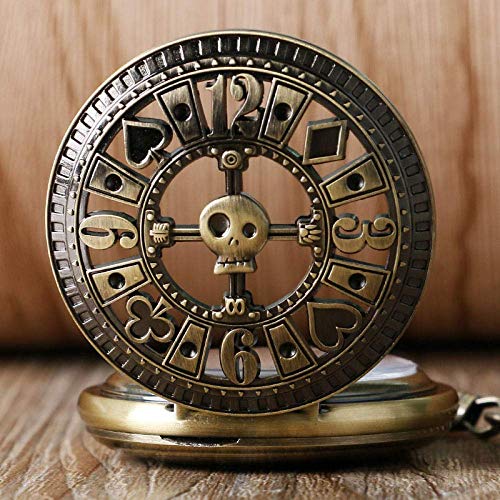 Reloj de Bolsillo Cool Steam Poker Diseño único Reloj de Bolsillo de Bronce Reloj mecánico automático Vintage Antiguo