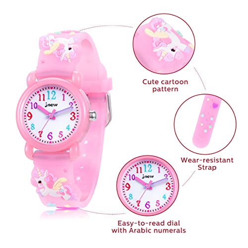 Relojes Analógicos para Niños Deportes para Niños Reloj de Juguete de Dibujos Animados Lindo a Prueba de Agua 3D, Enseñanza de Relojes de Pulsera Regalo para Niña
