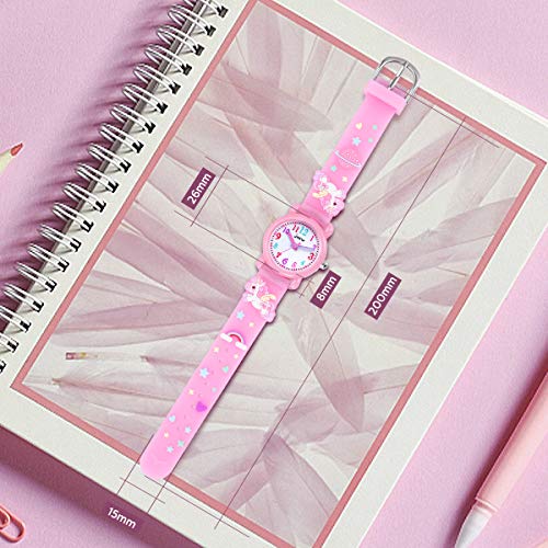 Relojes Analógicos para Niños Deportes para Niños Reloj de Juguete de Dibujos Animados Lindo a Prueba de Agua 3D, Enseñanza de Relojes de Pulsera Regalo para Niña