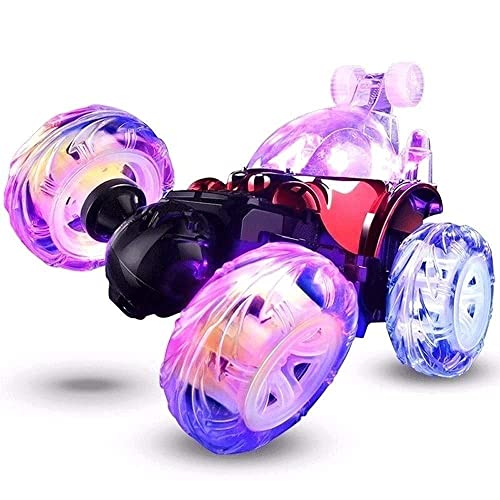Remote Control Stunt Car RC Vehicle Stunt Truck 360 Degree Rolling Rotating Electric Stunt Car Rechargeable Acrobatic Stunt Educational Toys Cars Music and Lights For Toddlers Kids Boys Girls (Red