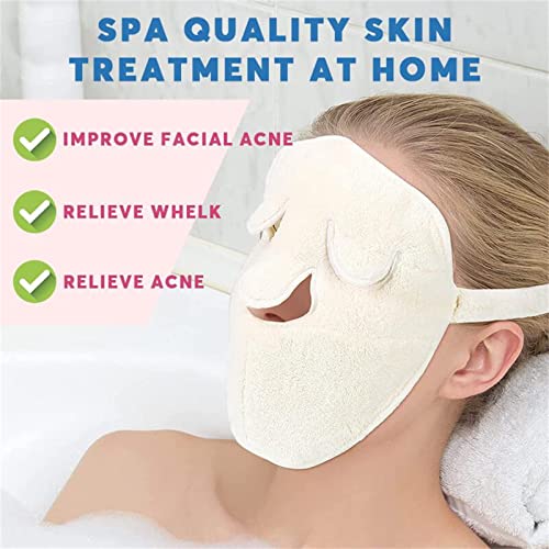 RENYINGS Coral Fleece Hot Compress Towel Reusable Face Towel Mask SPA Facial Towels Hot Cold Facial Steamer Towel Soft Thickened Moisturizing with Plastic Wrap (White)