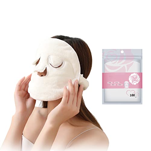 RENYINGS Coral Fleece Hot Compress Towel Reusable Face Towel Mask SPA Facial Towels Hot Cold Facial Steamer Towel Soft Thickened Moisturizing with Plastic Wrap (White)