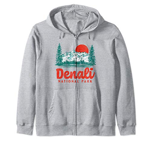 Retro Denali National Park Vintage 80s Vintage Mountain Sudadera con Capucha