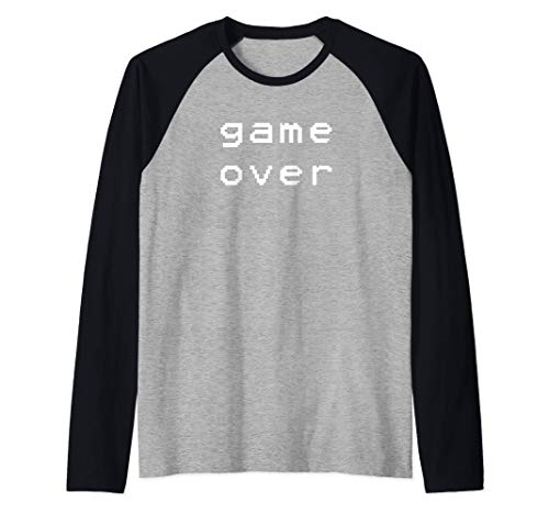 Retro Gamer Game Over Text Camiseta Manga Raglan