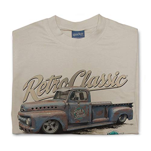 RetroClassic Jack's Shack 1952 Ford f100 Monster Pick-Up Truck - Camiseta para hombre, arena, XS