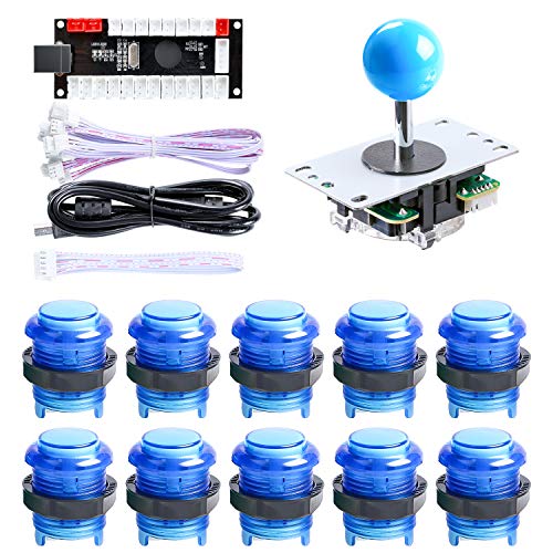 Reyann 2 Player LED USB PC MAME Cabinet DIY Kit for Arcade Fighting Games / 2x No Delay LED PC Encoders + 2x Joysticks + 20x LED Illuminated Push Buttons by Reyann