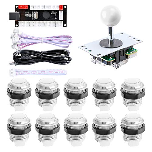 Reyann 2 Player LED USB PC MAME Cabinet DIY Kit for Arcade Fighting Games / 2x No Delay LED PC Encoders + 2x Joysticks + 20x LED Illuminated Push Buttons by Reyann