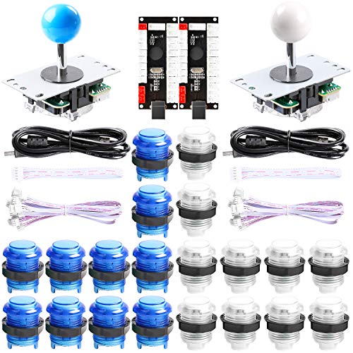 Reyann 2 Player LED USB PC MAME Cabinet DIY Kit for Arcade Fighting Games / 2x No Delay LED PC Encoders + 2x Joysticks + 20x LED Illuminated Push Buttons by Reyann