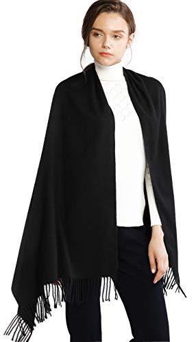 RIIQIICHY Cachemira Invierno Bufanda Pashmina Chal Mantón para Mujeres Negro Más Grueso Cálida Grande Larga Manta