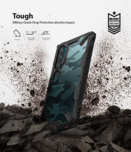 Ringke Fusion-X Diseñado para Funda Xiaomi Mi Note 10, Funda para Mi Note 10 Pro Protección Resistente Impactos TPU + PC Carcasa Mi Note 10 (6.47"), Carcasa para Mi Note 10 Pro (2019) - Camo Black