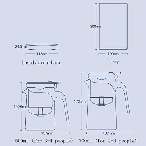 Riyyow Creatividad Tetera Simple Taza de Vidrio de Alto Grado Separación de té-Agua Tetera Artifact One-Key Filter Teacup para la Oficina en casa al Aire Libre (Size : 700ml)