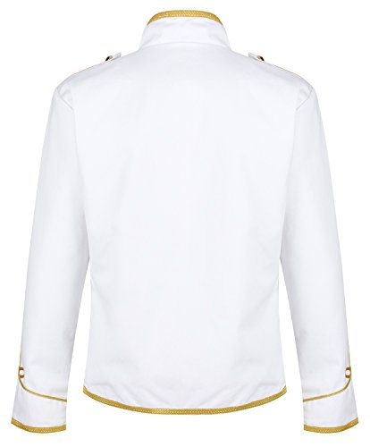 Ro Rox Military Steampunk Hussar Parade Jacket - White & Gold (Large)