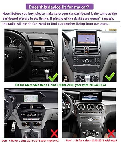 Road Top Android 11 Car Stereo 10.25 "6GB + 128GB Pantalla táctil para automóvil para Mercedes Benz C Class W204 2008 a 2010 con NTG4.0, Compatible con Carplay inalámbrico / con Cable y Android Auto