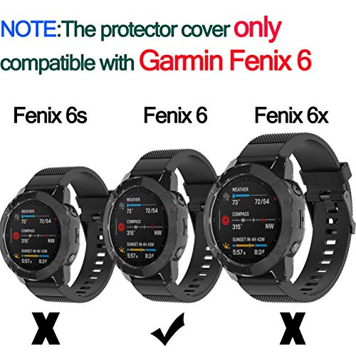 RuenTech - Carcasa para Garmin Fenix 6 Pro Saphir Sapphire (TPU, Protector de Pantalla)
