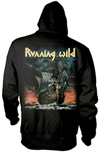 Running Wild 'Under Jolly Roger Album' (Black) Pull Over Hoodie (Medium)