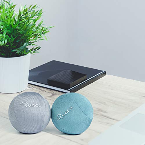 Ryaco Juego de 2 Bolas antiestrés de Gel para Ejercicios de Manos, Juego de 2 Bolas de Gel Blando y Duro para Adultos y niños: Alivio de la ansiedad (Verde y Gris)