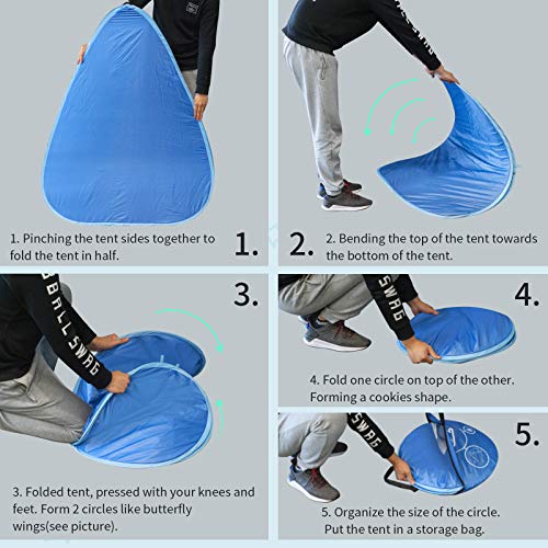 SAEYON XL Tienda de Playa, Pop up Tienda instantánea con Puerta Cremallera, Protección Solar Anti UV 50+ Beach Tienda de Campaña, Portátil para 2-5 Personas Playa Camping Viajes Pesca Picnic, Azul