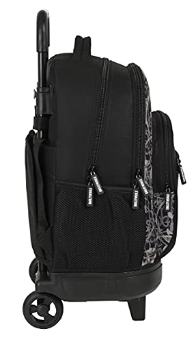 Safta Mochila Escolar con Carro Incluido y Espalda Acolchada de Smiley World Urban Flow, 330x220x450 mm, Negro