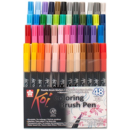 Sakura KOI Coloring Brush Set 48 - Pack de 48 rotuladores, Punta pincel