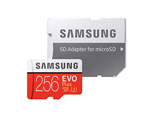 SAMSUNG EVO Plus - Tarjeta de Memoria de 256 GB con Adaptador SD (100 MB/s, U3), Rojo