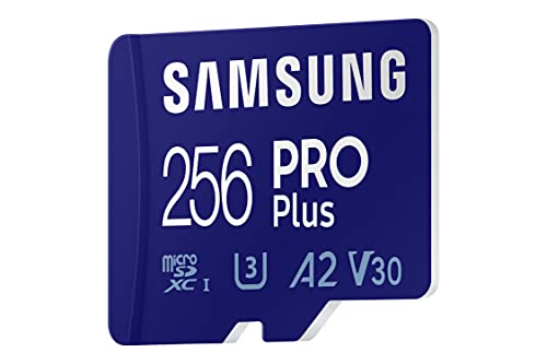 SAMSUNG Pro Plus MB-MD256KA/EU - Tarjeta de Memoria microSDXC UHS-I U3 (160 MB/s, Full HD, 4 K, Incluye Adaptador SD)