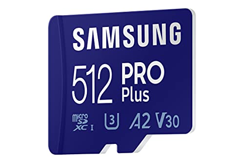 SAMSUNG Pro Plus MB-MD512KA/EU - Tarjeta de Memoria microSDXC UHS-I U3 (160 MB/s, Full HD, 4 K, Incluye Adaptador SD)