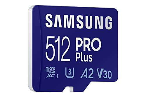 SAMSUNG Pro Plus MB-MD512KA/EU - Tarjeta de Memoria microSDXC UHS-I U3 (160 MB/s, Full HD, 4 K, Incluye Adaptador SD)