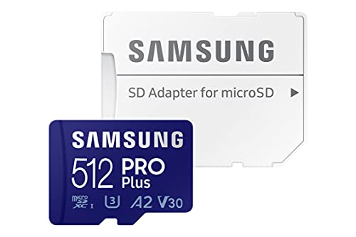 SAMSUNG Pro Plus MB-MD512KA/EU - Tarjeta de Memoria microSDXC UHS-I U3 (160 MB/s, Full HD, 4 K, Incluye Adaptador SD)