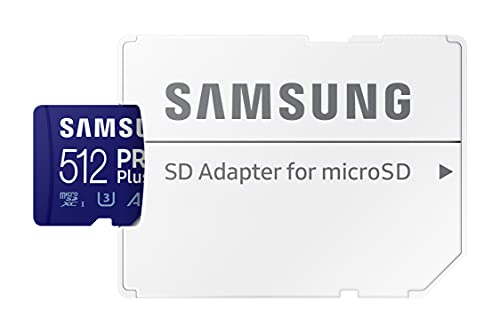 SAMSUNG Pro Plus MB-MD512KA/EU - Tarjeta de Memoria microSDXC UHS-I U3 (160 MB/s, Full HD, 4 K, Incluye Adaptador SD)