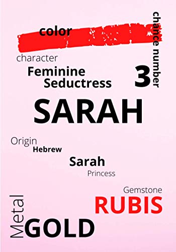 SARAH: The mysteries of your first name | its origin lucky number color metal gemstone | lined notebook | an original gift