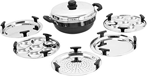 Satisfactory Nation Juego de 6 piezas para cocinar wok Idli Maker Dhokla Maker Steamer Maker Kadhai