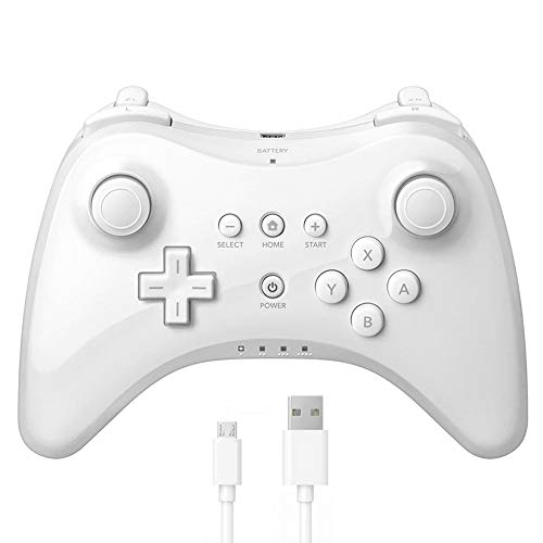 Satohom Mando Pro para Wii U Controlador de Mano para Wii U Inalámbrico Remoto Mando de Juego para Wii U Wireless Controller Pro Gamepad Joypad Pro Controller Wireless Bluetooth para Wii U (Blanco)