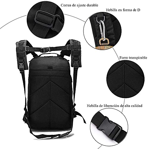 Satohom Mochila Táctica Militar Hombre 25L Nivel 3 Mochila Táctica Multifuncional 3P Bolsa Unisex Impermeable Tela Oxford 600D para Deportes al Aire Libre Cazar Camping Senderismo