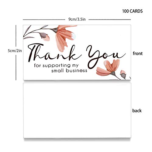SAVITA 100 Piezas Thank You for Supporting My Small Business Tarjeta, Tarjetas de Agradecimiento Pequeñas para Encartes de Paquetes en línea, Tiendas Minoristas y Tiendas de Regalos (9 x 5 cm)