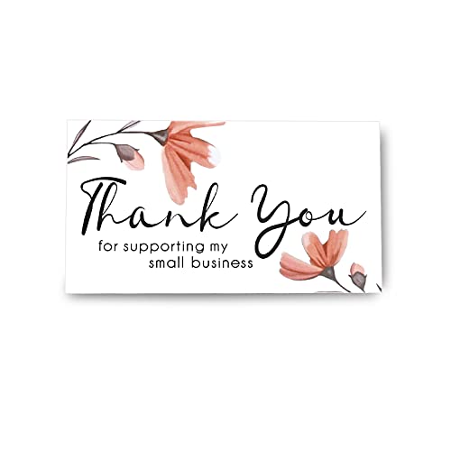SAVITA 100 Piezas Thank You for Supporting My Small Business Tarjeta, Tarjetas de Agradecimiento Pequeñas para Encartes de Paquetes en línea, Tiendas Minoristas y Tiendas de Regalos (9 x 5 cm)