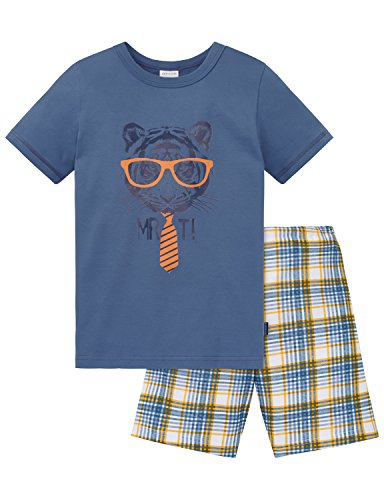 Schiesser Kn Anzug Kurz Conjuntos de Pijama, Azul (Blau 800), 104 para Niños