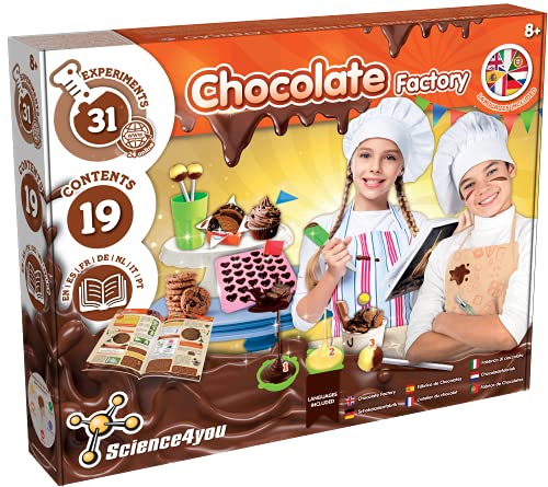 Science4you - Fábrica de Chocolates para Niños 8 Años Multi Idioma - Juego Educativo, 31 Experimentos Cientificos: Haz Galletas y Bombones Incluye Moldes - Juego para Niños 8 Años, 80003267