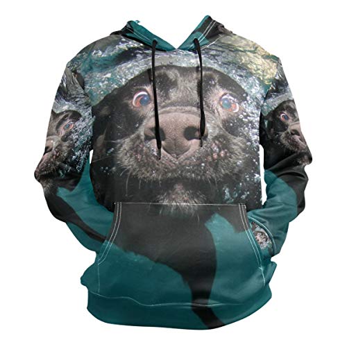 Sea Dogs Underwater Hoodie 3D Sweatshirts Hooded Kangaroo Pocket Drawstring Pullover Long Sleeve for Boy Girl