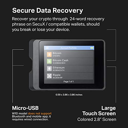 SecuX Crypto Wallet Bundle - V20 + W10 Hardware Wallet - w/ Touch Screen, USB - Easily Manage Your Bitcoin, Ethereum, ERC-20, Ripple, BTC, ETH, LTC, BCH, DGB, Dash, BNB, Doge, XLM and More…