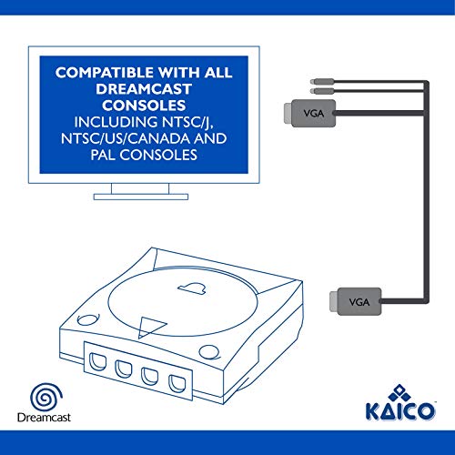 SEGA Dreamcast DC VGA Cable de alta definición Adaptador de sonido RCA HD PAL/NTSC - Una forma asequible de obtener la mejor visualización de tu Dreamcast. Permite la visualización de vídeo HD