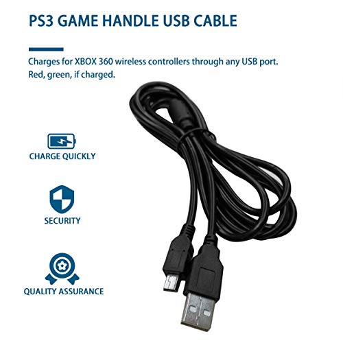 SeniorMar-UK Cable de Carga USB de 1.8M Cable de Datos del Cargador del Gamepad inalámbrico para el Controlador PS3 Conectar el Juego y la Carga de la computadora